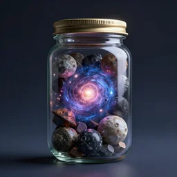 universe in jar, hyperrealistic, 8k
