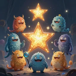 star monsters, digital art, fantasy, magic, trending on artstation, ultra detailed, professional illustration by Basil Gogos