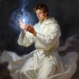 character concept portrait of Matt Bomer as a cleric healer enchanting a blessing. Magic aura, silk robes, elegant, dynamic perspective, digital painting, concept art, smooth, sharp focus, illustration, from Metal Gear, by Ruan Jia and Mandy Jurgens and William-Adolphe Bouguereau, Artgerm