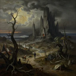hellish landscape by brothers hildebrandt, masterpiece, detailed