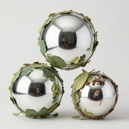 reflective spheres made of paper and vines by Jacques-Louis David and Lois Mailou Jones