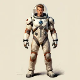 male, elongated figure, space suit, sketch, large shoulders, tiny feet, character sheet, very stylized, digital art, illustration, pen and ink, by mike mignola, by alex maleev