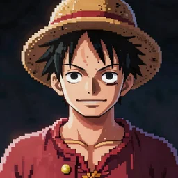 pixel art portrait of monkey d luffy
