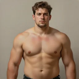 a beautiful painting of a  barechested man, thicc build, trending on artstation