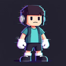 man made glitch art, game character