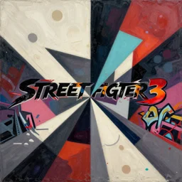 Streetfighter 3 Game Cover art by Sachin Teng, asymmetrical, Organic Painting , Hard Light and long shadows, Matte Painting,  geometric shapes, hard edges, graffiti, street art, 300 dpi :2 by Sachin Teng:4