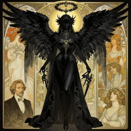 黒 い 天 使, cyberpunk, fantasy, regal, by stanley artgerm lau, greg rutkowski, thomas kindkade, alphonse mucha, loish, norman rockwell.