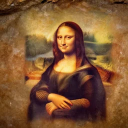 cave painting, cave painting, rustic, archaeology, cave painting of the Mona Lisa