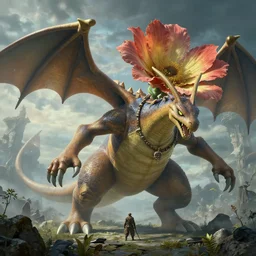 highly detailed elden ring portrait photo of a huge mumakil - venusaur with a big flower on its back, scenic dystopian environment, hyperrealistic illustration by william didier - pouget