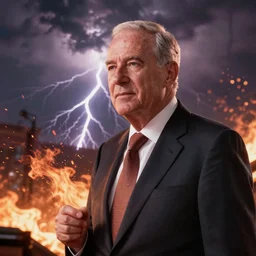 Chuck Schumer summoning fire, lightning, and intense energy