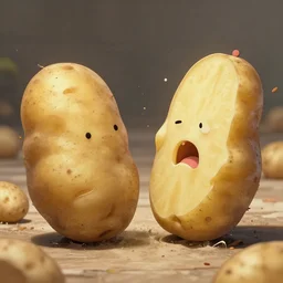 a human being attacked by a potato