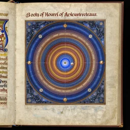 highly detailed illuminated medieval manuscript of a dimensional portal | in the style of the Book of Hours of Alexandre Petau