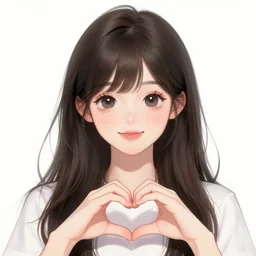 a cute girl holding hands in the shape of an heart, anime visual render. wlop, rossdraws, detailed anime illustration, detailed stylized portrait, details