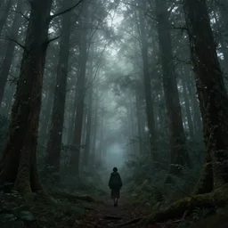 saci perere, folklore, digital art in the style of kazuha fukami, dark forest, fog