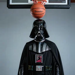 darth vader dunking a basketball long shot photograph portrait