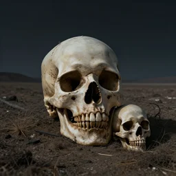 desolate skull landscape, dark surrealism