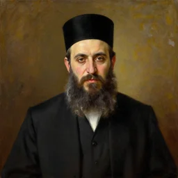 portrait of the world’s sexiest Orthodox Jewish Rabbi, oil painting, 1883, Poland
