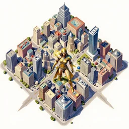 square city, colorful watercolor. by rembrant, battle angel alita, ralph mcquarrie, aluminum, 1 6 6 7