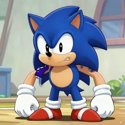 mega muscular Sonic crying, digital art