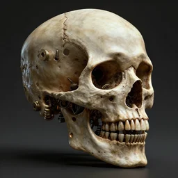CAD cross-sectional view of a steampunk cyborg skull, highly detailed, 3D render, octane render, global lighting by Giger, Johanna Martine and Jeffrey Smith, 8K HDR