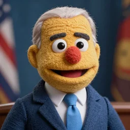 joe biden as a muppet. highly detailed felt. hyper real photo. 4 k.