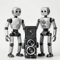 photo of vincent van gogh as a robot by diane arbus, black and white, high contrast, rolleiflex, 5 5 mm f / 4 lens