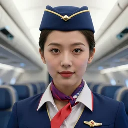 close up portrait of a flight attendant, ultra realistic, wide angle, intricate details, highly detailed, retrofuturist!!!