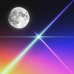 psychedelic surrealist album cover featuring a moon, lasers, gradients, grainy, glowy, matte colors, trending on artstation