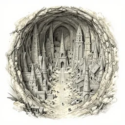 long forgotten dwarven tunnel city metropolis drawing by karl kopinski kim jung giu and weta studio, and lucasfilm and jesper ejsing and norman rockwell greg rutkowski frank frazzeta