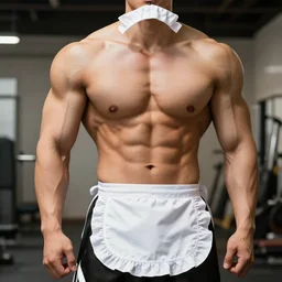 Bodybuilder in a Japanese maid outfit