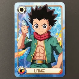 official hunter x hunter card with picture of a bearded and bald man holding a fish