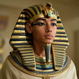 An egyptian pharaoh as The American Psycho, cinematic still, sweating profusely
