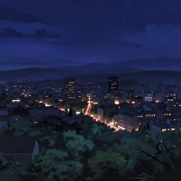 beatiful hd anime landscape, nigth