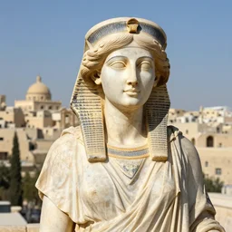 photo of hypatia, in the background is the city of alexandria
