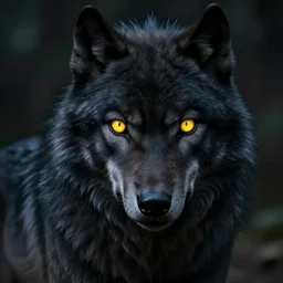 a portrait of a alien creature black wolf with one yellow glowy eye devil animal illustrated by miyazaki by karol bak, james jean, tom bagshaw, rococo, sharp focus, trending on artstation, cinematic lighting, hyper realism, octane render, 8 k, hyper detailed, vivid, ultra detailed, highly detailed