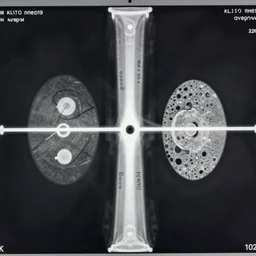 an extremely high quality hd xray photo of the double slit experiment, clearly showing how the matter behaves without observation, clear shapes, 8k, realistic shading, ultra realistic, super realistic