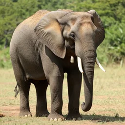 an elephant with human legs