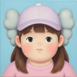 portrait of a cute fat girl in cap by shusei nagaoka kaws, david rudnick, airbrush on canvas, pastell colors, cell shaded 8 k