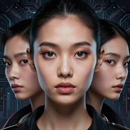 a cyberpunk, ( streamline moderne ), multi - racial portrait in the style of anna dittmann and charlie bowater and chanthara. very large, clear, expressive, and intelligent eyes. centered, ultrasharp focus, dramatic lighting, photorealistic digital matte painting, intricate symmetrical ultra detailed background.