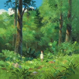 forest lanscape panorama by makoto shinkai in pixar style gouache