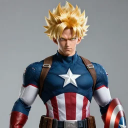 photorealistic captain america with super sayan hair