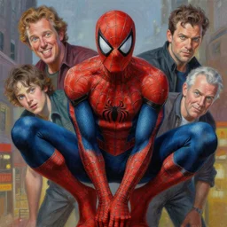 a highly detailed painterly painting of vampire peter parker, by james gurney, greg rutkowski, by craig mullins, ( ( ( ( ( spiderman