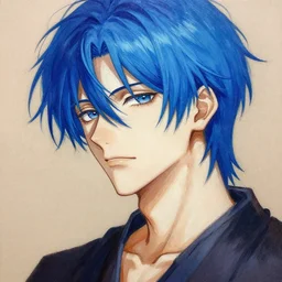 a detailed painting of a man with blue hair by shingei, featured on pixiv, transgressive art, anime, deviantart hd n 9