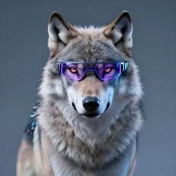 portrait of wolf animal with cyberpunk gogles, cyberpunk, editorial photography, neons, blade runner, futuristic style, realistic bokeh and depth of field, award winning, establishing shot