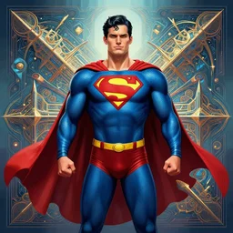 digital _ painting _ of _ solarpunk superman _ by _ filipe _ pagliuso _ and _ justin _ gerard _, post modern vector art, symmetric _ fantasy _ highly _ detailed _ realistic _ intricate _ port