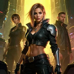 jaina proudmoore cyberpunk, portrait shot, epic cinematic hyperrealism masterpiece. realistic poster with shaded lighting by craig mallismo, artgerm, jeremy lipkin and michael garmash, unreal engine, radiant light, detailed and complex environment, digital art, art station trends