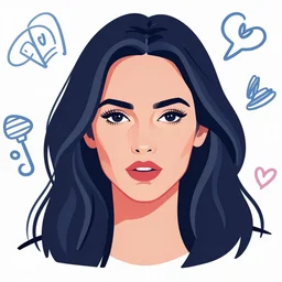 megan fox colorful portrait by mallory heyer, graphic design, flat color and line, sketch, minimalistic, procreate, digital illustration, vector illustration, doodle, pop, graphic, street art, editorial