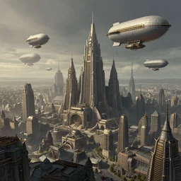 large dieselpunk city 1 9 1 0, magic, flying airships, matte painting, by rozalski and peter ilsted, artstation