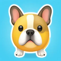 colour emoji of a french bulldog, digital icon