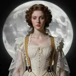 an goddess of the moon, intricate and detailed lace set, suspenders, honey birdette, realistic renaissance portrait, highly detailed, digital painting, artstation, concept art, smooth, sharp focus, illustration, cinematic lighting, art by john collier, artgerm and greg rutkowski and alphonse mucha and jacques louis david and john william godward